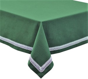 Obrus plamoodporny z koronką 140x400  Versal Zielony