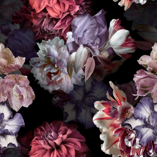 Tkanina Peonia czarna 150 cm