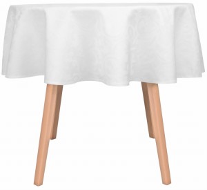 Obrus okrągły plamoodporny Koło Ø120 Ornament Biały