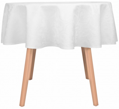 Obrus okrągły plamoodporny Ornament biel
