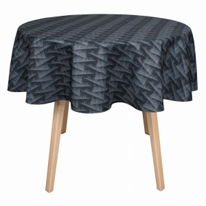 Obrus okrągły Zygzak czarno-szary Ø140