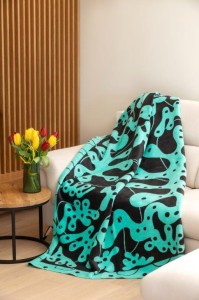 Koc bawełniano- akrylowy Narzuta Pled 150x200 Serpente Turkusowy