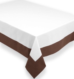Obrus plamoodporny  z ramką 140x220 Orest biały + ciemny brąz