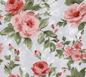 Tkanina Materiał  w kwiaty na zasłony, obrusy Rosse Szary 