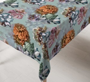Obrus dekoracyjny w kwiaty 140x260 Peonia Miętowy