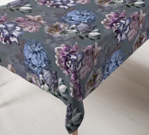 Obrus dekoracyjny w kwiaty 140x240 Peonia Szary 