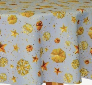 Obrus okrągły Świąteczny Koło Ø140 Gwiazdka II Szary