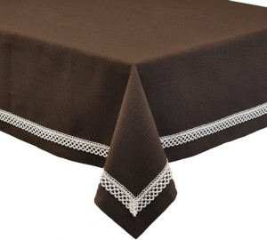 Obrus plamoodporny z koronką 140x200 Versal Ciemny brąz