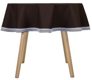 Obrus plamoodporny z koronką Koło Ø140 Versal Ciemny brąz