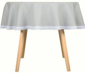 Obrus plamoodporny z koronką Koło Ø140 Versal Jasno-szary