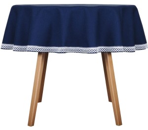 Obrus okrągły plamoodporny z koronką Koło Ø160 Versal Niebieski