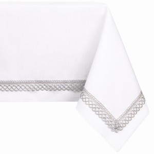 Obrus plamoodporny z koronką 140x450  Versal II Biały        