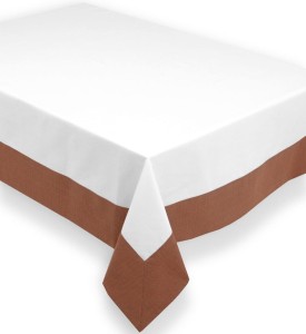 Obrus plamoodporny  z ramką 140x350 Orest biały + brąz