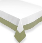 Obrus plamoodporny z ramką 140x400 Orest biały + zielony   