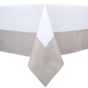 Obrus plamoodporny Elegancki z ramka 120x160 Duo Biały + szary