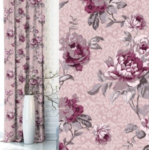 Dekoracyjna Zasłona w kwiaty  140x270 Fiore Różowa