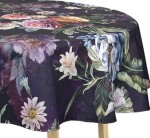 Obrus okrągły w kwiaty Koło Ø140 Fiore Velvet Granatowy