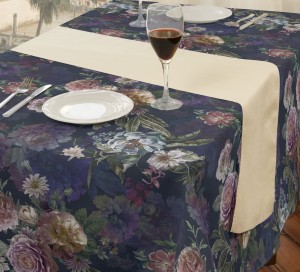 Obrus dekoracyjny w kwiaty  140x240 Fiore Granatowy