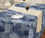 Obrus dekoracyjny w kwiaty 140x280 Róże Niebieski