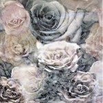 Tkanina Materiał na zasłony obrusy Róże Szara