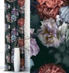 Zasłona dekoracyjna w kwiaty na taśmie 140x250 Peonia Zielona