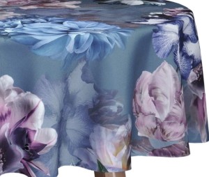 Obrus okrągły w kwiaty Koło Ø120  Peonia Szary