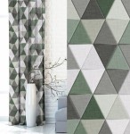 Zasłona Zaciemniająca z przelotkami Velvet Triangolo Zielona 