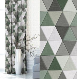 Zasłona Zaciemniająca z przelotkami Velvet Triangolo Zielona 