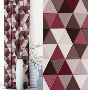 Zasłona Zaciemniająca z przelotkami Velvet Triangolo Bordowa  