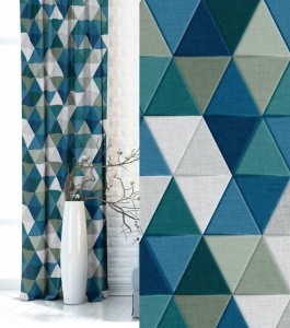 Zasłona Zaciemniająca na taśmie 140x250 Velvet Triangolo Niebieska