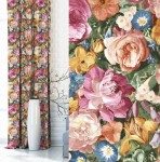 Zasłona Dekoracyjna w kwiaty z przelotkami 140x250 Lea Różowa