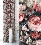 Zasłona Dekoracyjna w kwiaty z przelotkami 140x250  Lea Czerwona