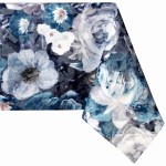 Obrus Dekoracyjny w kwiaty 140x200 Lea  Niebieski