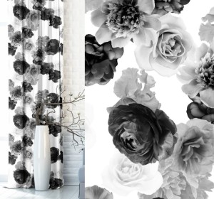 Dekoracyjna Zasłona w kwiaty  na przelotkach 140x250 Garden Flower Szara