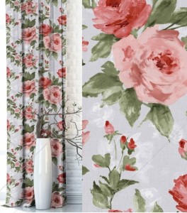 Dekoracyjna Zasłona w kwiaty na przelotkach 140x250 Rosse szara 