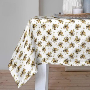 Obrus Świąteczny  140x300 Wielkanoc Kurczaczek Biały     
