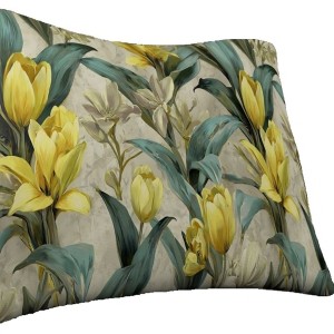 Poszewka dekoracyjna na poduszkę w kwiaty Jasiek 45x45 Az-192 Velvet Maja Żółta 