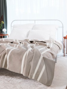 Koc dwustronny Gruby Ciepły Narzuta Pled Kapa UmiPled 180x220  Pasy Taupe