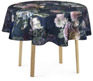 Obrus okrągły w kwiaty Koło Ø100 Fiore granatowy