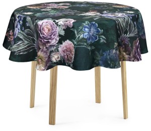 Obrus okrągły w kwiaty Koło Ø120 Fiore Zielony