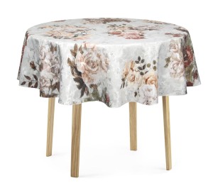 Obrus okrągły w kwiaty Koło  Ø100 Valentin brąz