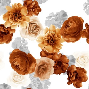 Tkanina Materiał na zasłony, obrusy Garden Flower Terakota